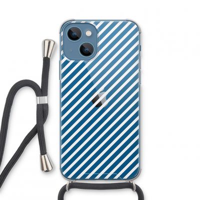 Strepen zwart-wit: iPhone 13 mini Transparant Hoesje met koord