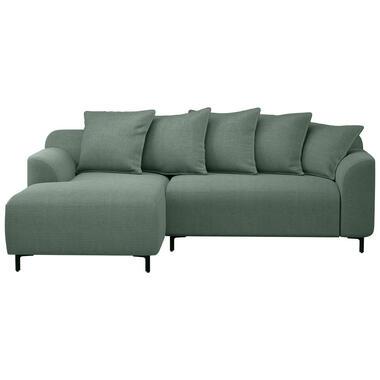 Bank Elsa met chaise longue links - stof Eden - saliegroen - Leen Bakker