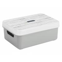 Sunware opslagbox - 9 liter - lichtgrijs - kunststof - 35 x 25 x 12 cm - met afsluitbare deksel