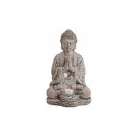 Boeddha beeldje theelichthouder grijs 30 cm - thumbnail