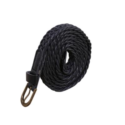 Womens korte gebreide Candy kleuren vlecht riem vrouwelijke riem voor jurk riem lengte: 105-110cm (zwart)