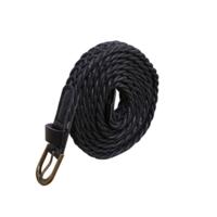 Womens korte gebreide Candy kleuren vlecht riem vrouwelijke riem voor jurk riem lengte: 105-110cm (zwart)
