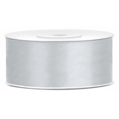 Partydeco Cadeaulint - zilver - 2,5 cm x 25 meter - satijn - sierlint - inpakken - decoratie
