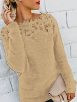 Yarn/Wool Yarn Plain Casual Sweater - thumbnail