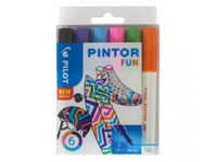 Pilot Pintor Fun markeerstift 6 stuk(s) Kogelpunt Zwart, Lichtblauw, Limoen, Oranje, Roze, Violet - thumbnail