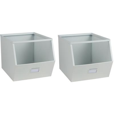 Urban Living Stapelbare opbergmand - 4x - Open Metal Box - 23 x 32 x 21 cm - metaal - wit