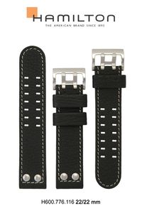 Horlogeband Hamilton H690.776.116.H690776116 Leder Zwart 22mm