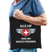 Alle lof voor ons medisch personeel tas zwart voor heren