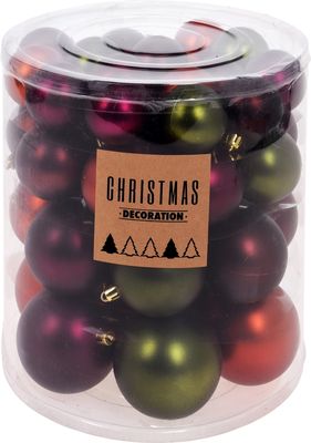 Kerstballenset - 44 stuks plastic - sfeer mix