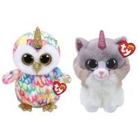 Ty - Knuffel - Beanie Buddy - Enchanted Owl & Asher Cat - thumbnail