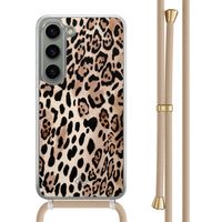 Samsung Galaxy S23 hoesje met beige koord - Golden wildcat