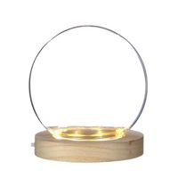 Ideas 4 Seasons Decoratie stolp - glas - houten plateau - LED licht - D13 x H13 cm - Decoratieve stolpen - thumbnail
