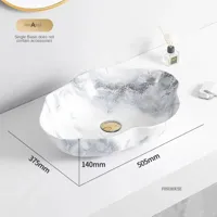 Ovale Keramische Wastafel met Marmerpatroon - Tafelbladmodel | Licht Luxe Design | 12L Ovale Keramische Wastafel met Marmerpatroon - Tafelbladmodel | Licht Luxe Design | 12L