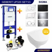 Geberit UP320 Toiletset 53 Villeroy & Boch O.Novo Compact Met Bril En Drukplaat - thumbnail
