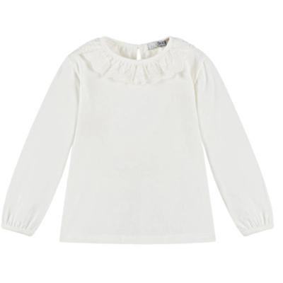 Dr.kid creme T-shirt met broderie kraagje