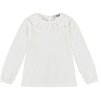 Dr.kid creme T-shirt met broderie kraagje