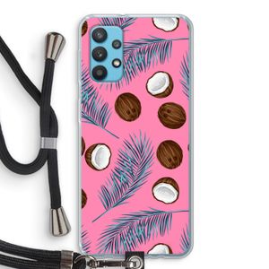 Kokosnoot roze: Samsung Galaxy A32 4G Transparant Hoesje met koord