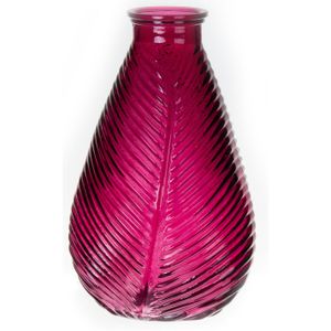 Bloemenvaas - paars - transparant glas - D14 x H23 cm