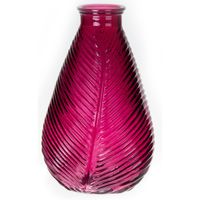 Bloemenvaas - paars - transparant glas - D14 x H23 cm