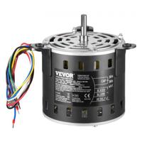 VEVOR 1/2 HP ventilatormotor, 220 V, 2,6 Ampère, 1300 tpm, 3 snelheden (1300/1100/800 tpm), asdiameter 10 mm, aslengte 20 mm, rood. Linksom draaiend vanaf het uiteinde van de as, incl. CBB60 15 μF/450 V condensator