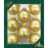 Krebs kerstballen - 8x st - chiffon goud - 7 cm - glas - kerstversiering