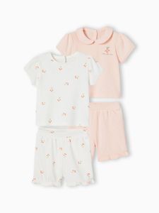 Set van 2 baby pyjama's 2 stuks honingraat lichtroze