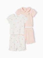 Set van 2 baby pyjama's 2 stuks honingraat lichtroze - thumbnail