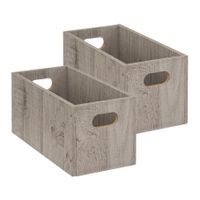 Set van 2x stuks opbergmand/kastmand 7 liter grijs/greywash van hout 31 x 15 x 15 cm - thumbnail