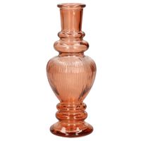 Bloemenvaas Venice - voor kleine stelen/boeketten - gekleurd glas - ribbel oranje - D5,7 x H15 cm