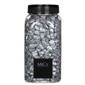 Mica decoratie stenen/kiezels zilver 1 kg/kilo   -