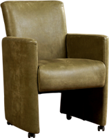 Zwarte leren moderne eetkamerfauteuil Elegant - Rancho Leer Nero (zwart leer)