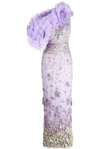 Saiid Kobeisy robe en tulle à ornements de perles - Violet