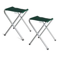 Opvouwbare stoel - 2x - groen - kunststof/metaal - 35 x 38 cm - klapstoel camping