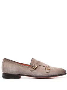 Santoni chaussures en daim à boucles - Marron