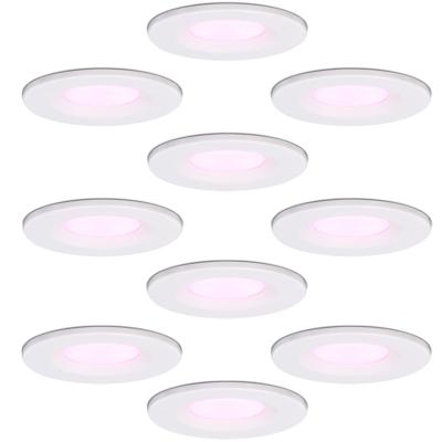 Set van 10 Venezia smart inbouwspots - IP65 waterdicht - 6 Watt 450 lumen - Wifi + Bluetooth - RGBWW - Google Home, Amazon Alexa en Siri - Wit - Plafondspots