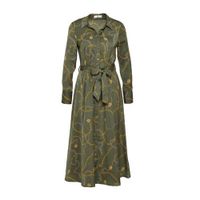 Mango blousejurk met all over print en ceintuur khaki/goud - thumbnail