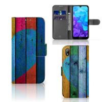 Huawei Y5 (2019) | Book Style Case | Wood Heart - Cadeau voor je Vriend