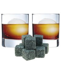 Luxe whiskyglazen set 6x stuks 310 ml met 9x whisky ijsblokstenen - thumbnail