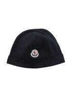 Moncler Enfant bonnet à patch logo - Bleu - thumbnail