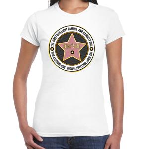 Verkleed T-shirt dames - wit -  Most brilliant and famous - fout/goud/stout