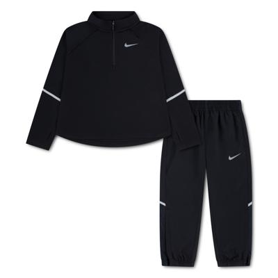 Nike Miler Trainingspak 1/4-Zip Kleuters Zwart Zilver