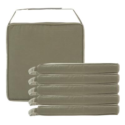 Hespiride Stoelkussen Gerona - 6x - 40 x 40 cm - groen - polyester - tuinkussen - met klittenband