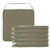 Hespiride Stoelkussen Gerona - 6x - 40 x 40 cm - groen - polyester - tuinkussen - met klittenband