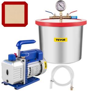 VEVOR 2 Gallon Vacuümpomp Vacuümkamer Vacuümpomp 4CFM 1/3HP Vacuümpomp