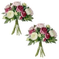 3x stuks roze Ranunculus/ranonkel kunstbloemen boeket 22 cm - thumbnail