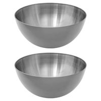 Set van 2x stuks - Slakom/serveer schaaltjes - rvs metaal - D24 cm