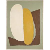 Leen Bakker - Schilderij Abstract Craft Groen - 80x60 Cm - MDF - Roze#Geel#Groen#Bruin - 3.5x60x80 Cm