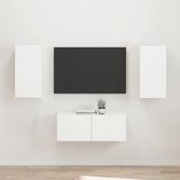 Tv-meubelset Wandgemonteerd 2 pcs Wit Bewerkt hout