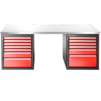 Facom JLS3 Werkbank | 13 Laden | Inox Bovenblad | Laag - JLS3-2MS13DL