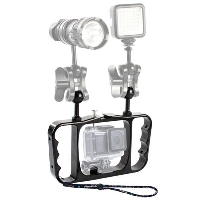 PULUZ Dual handheld duik Lichtarm CNC aluminium Mount met Lanyard voor DJI osmo actie GoPro nieuwe HERO/HERO7/6/5/5 sessie/4 sessie/4/3 +/3/2/1 Xiao